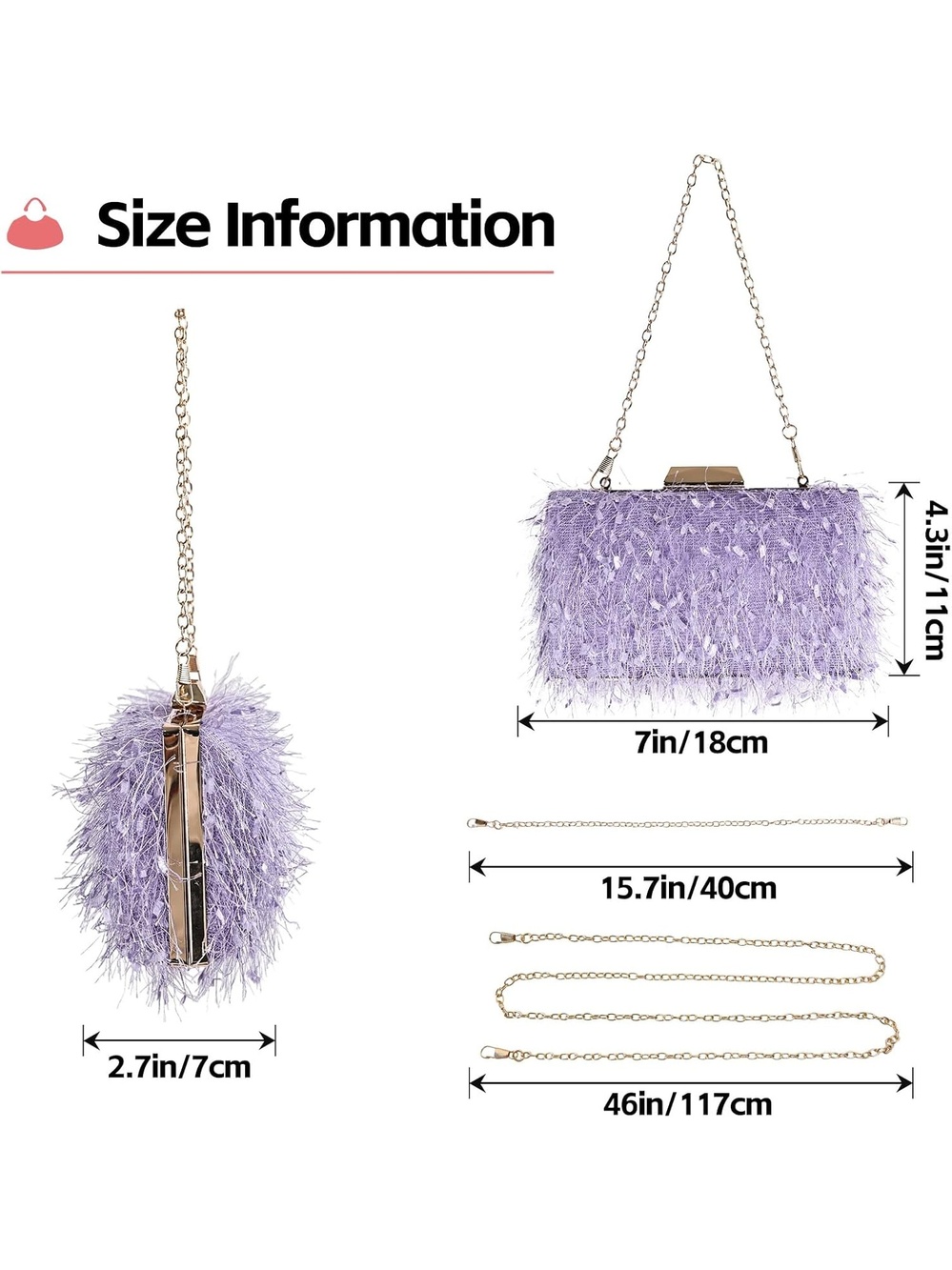 〽️ Women's Light Purple Clutch Purses Banquet Prom Buckle Evening Crossbody Bag - Picture 2 of 7